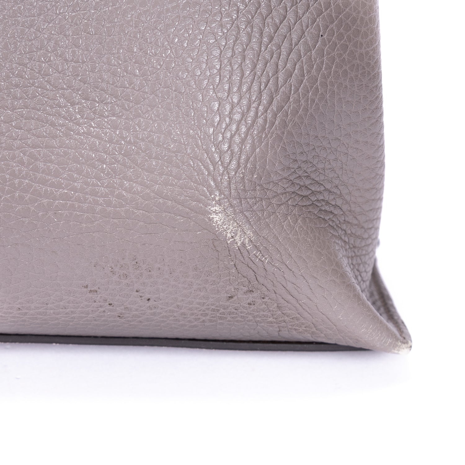 Shoulder Bag Bamboo Daily Top Handle Large Grey Calfskin Grained Leather