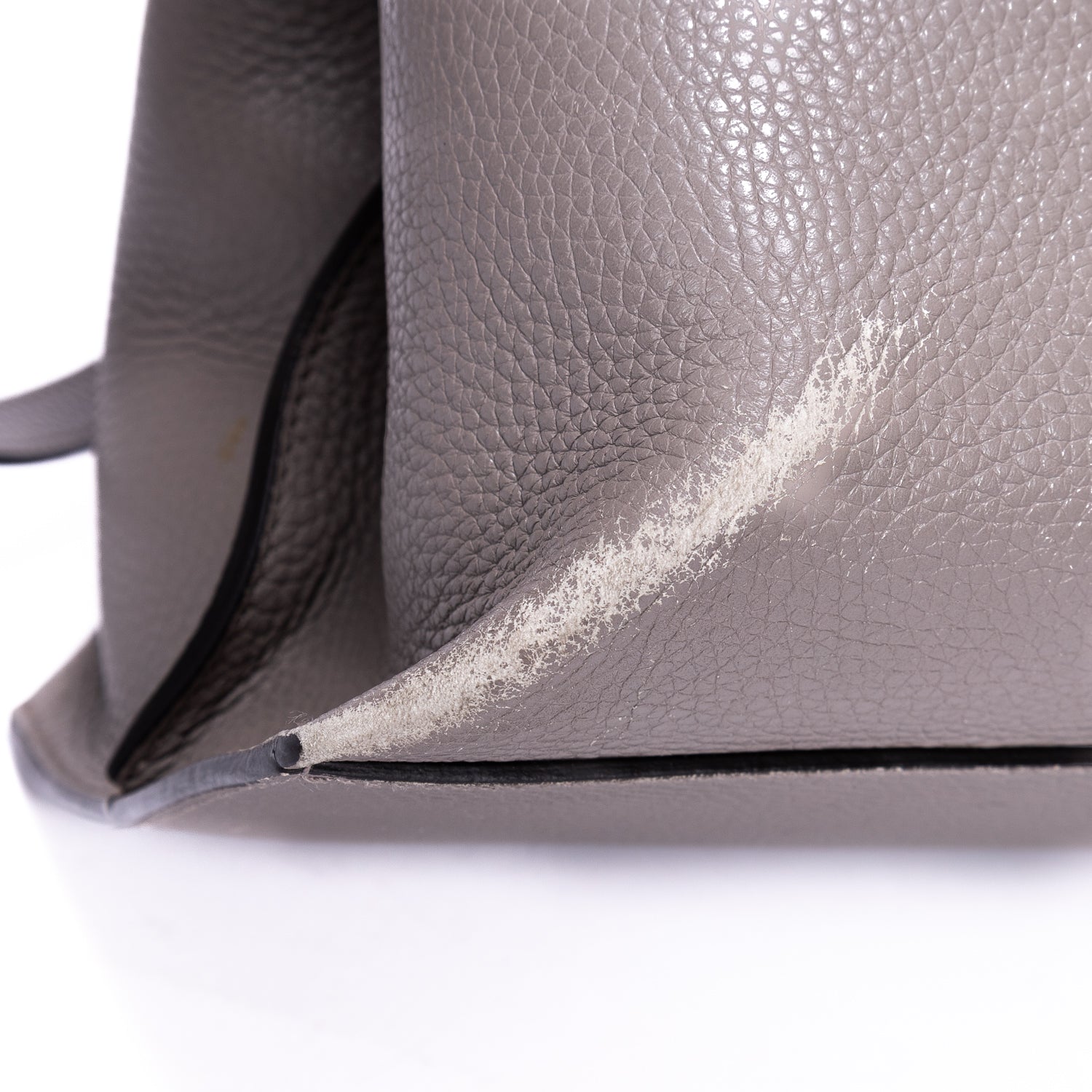 Shoulder Bag Bamboo Daily Top Handle Large Grey Calfskin Grained Leather