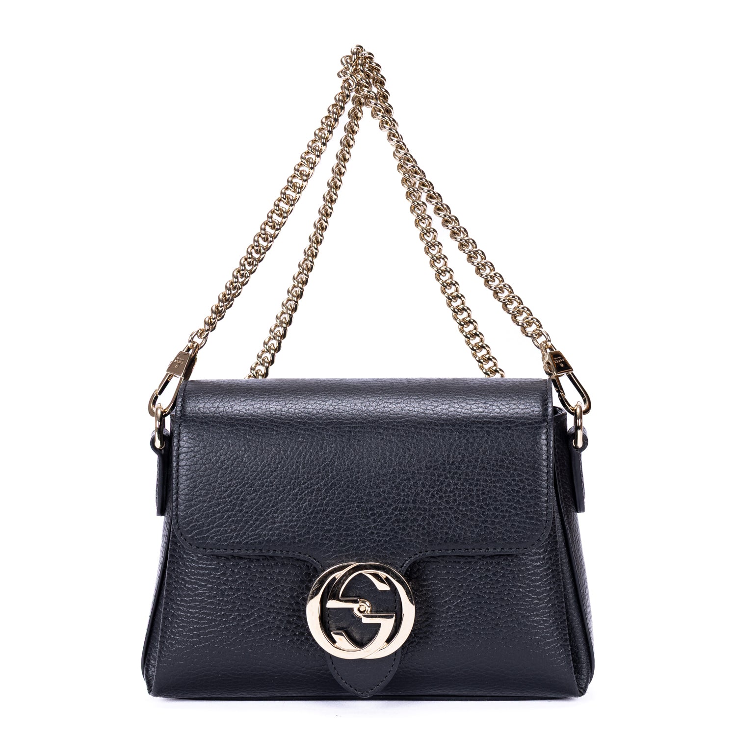 Shoulder Bag GG Interlocking Crossbody Mini Black Calfskin Grained Leather