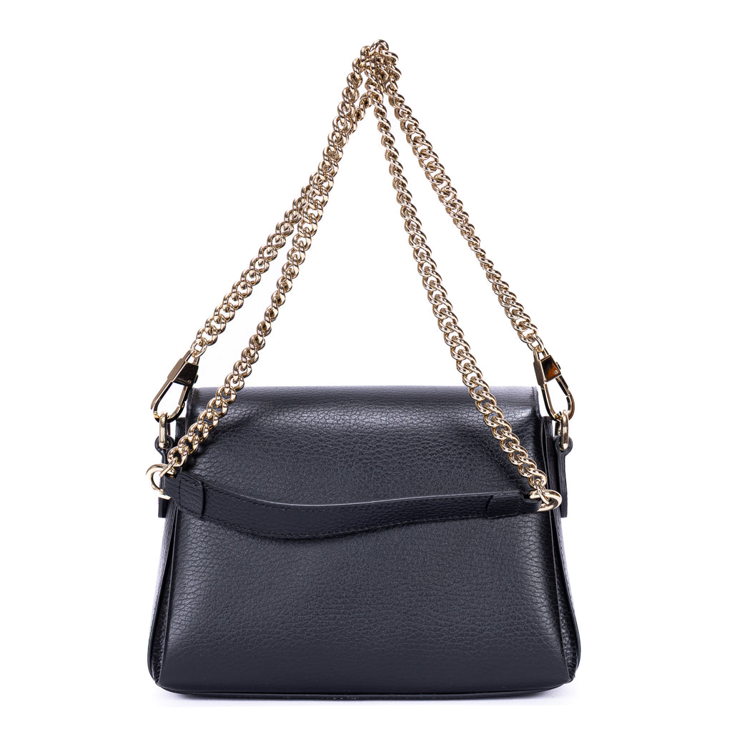 Shoulder Bag GG Interlocking Crossbody Mini Black Calfskin Grained Leather