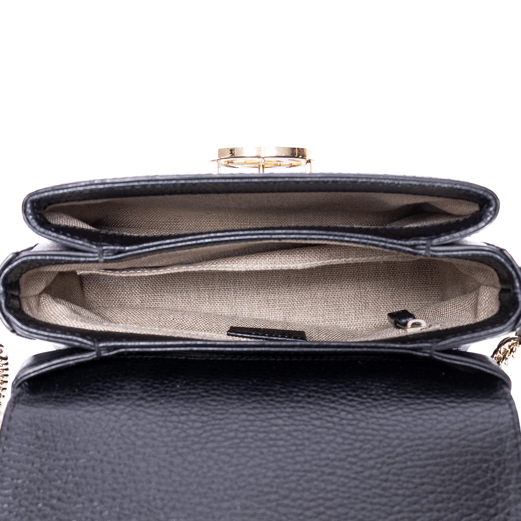 Shoulder Bag GG Interlocking Crossbody Mini Black Calfskin Grained Leather