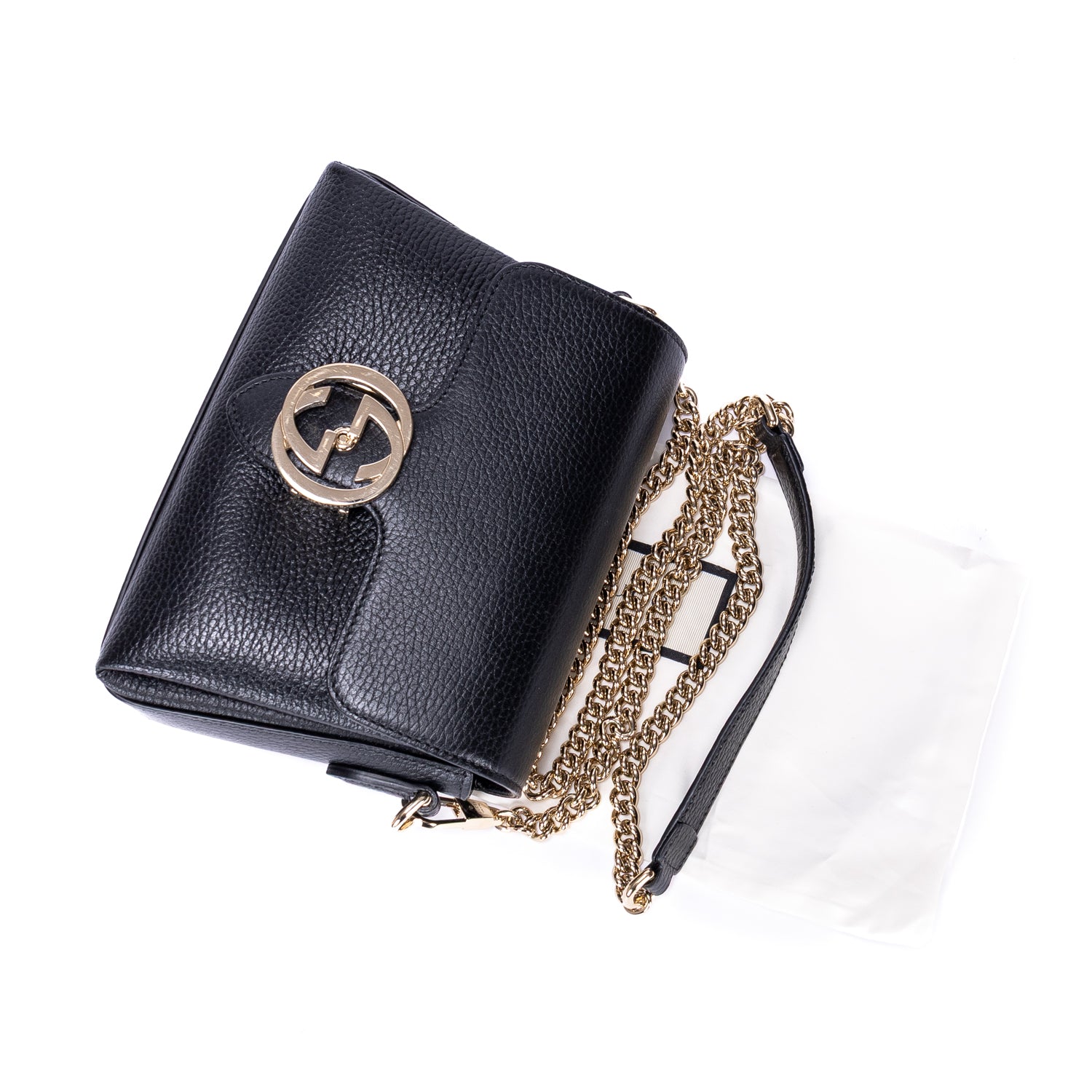 Shoulder Bag GG Interlocking Crossbody Mini Black Calfskin Grained Leather