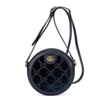 Shoulder Bag GG Velvet Round Crossbody Black Velvet Monogram Canvas