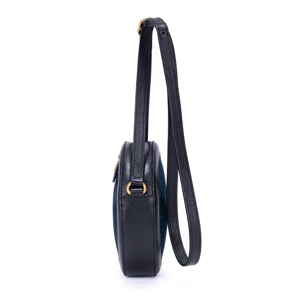 Shoulder Bag GG Velvet Round Crossbody Black Velvet Monogram Canvas