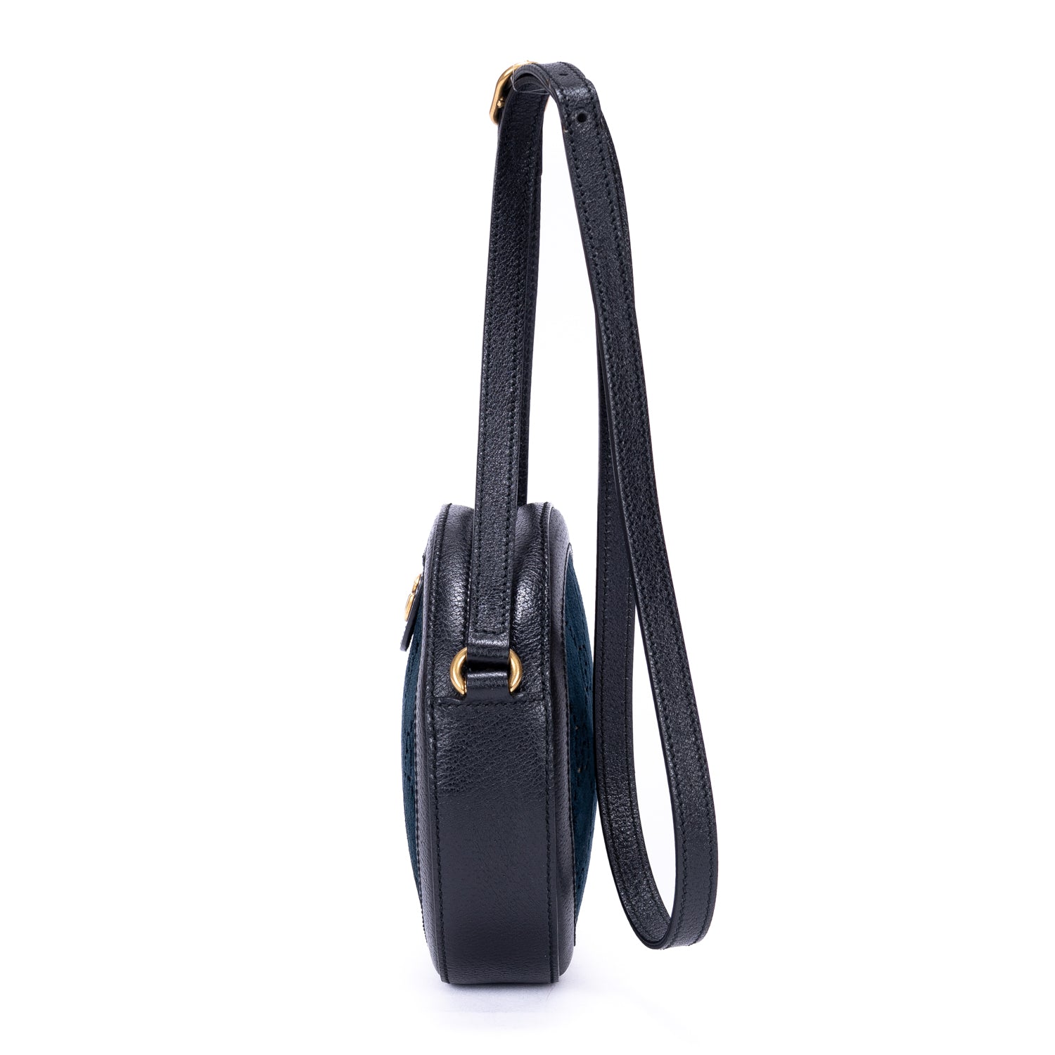 Shoulder Bag GG Velvet Round Crossbody Black Velvet Monogram Canvas