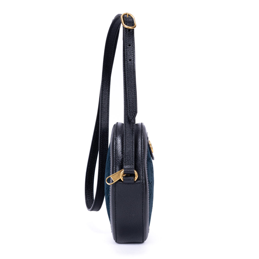 Shoulder Bag GG Velvet Round Crossbody Black Velvet Monogram Canvas