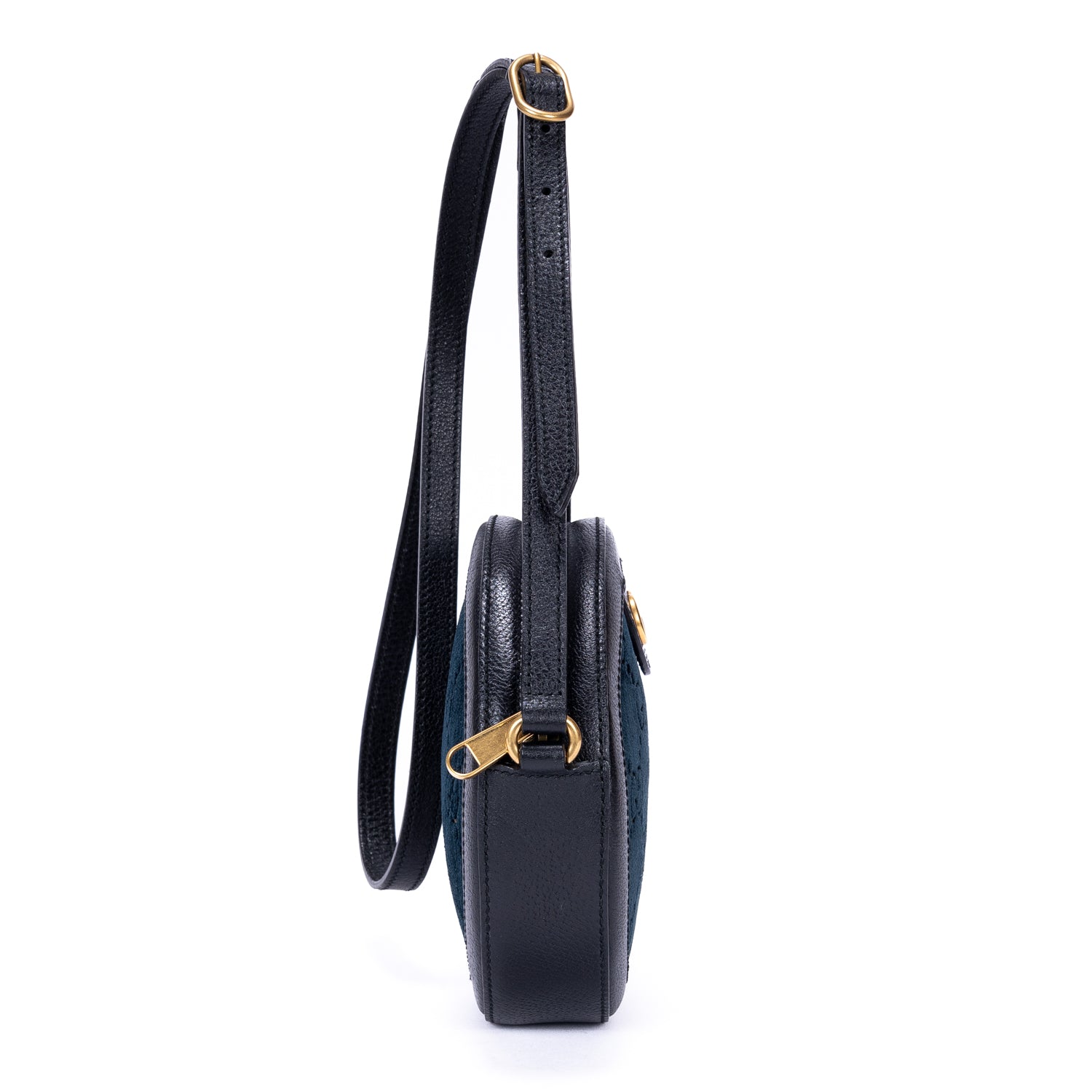 Shoulder Bag GG Velvet Round Crossbody Black Velvet Monogram Canvas