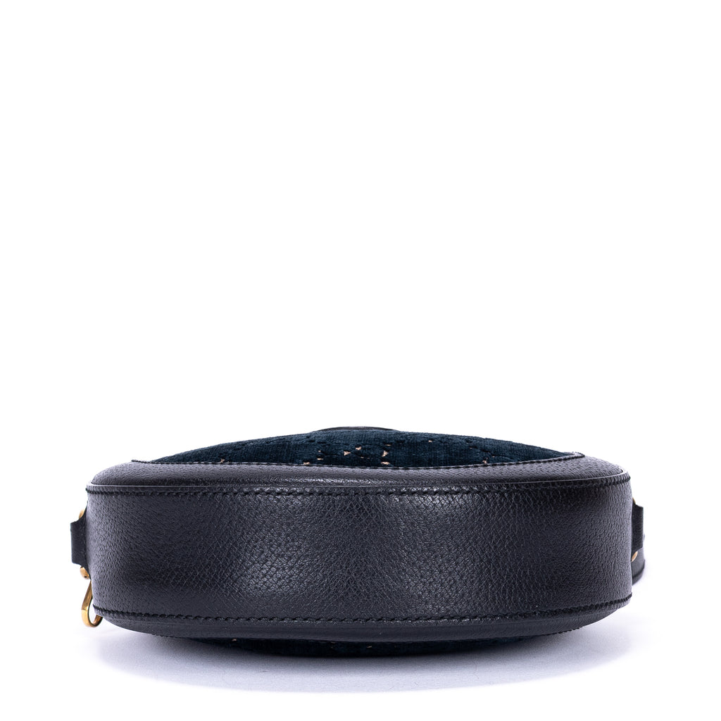 Shoulder Bag GG Velvet Round Crossbody Black Velvet Monogram Canvas