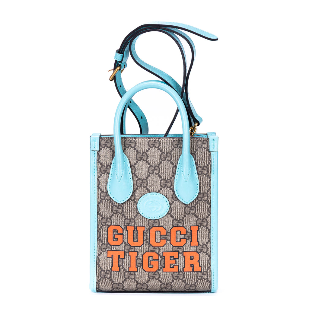 Handbag Tiger Tote Mini Beige Supreme Coated Canvas