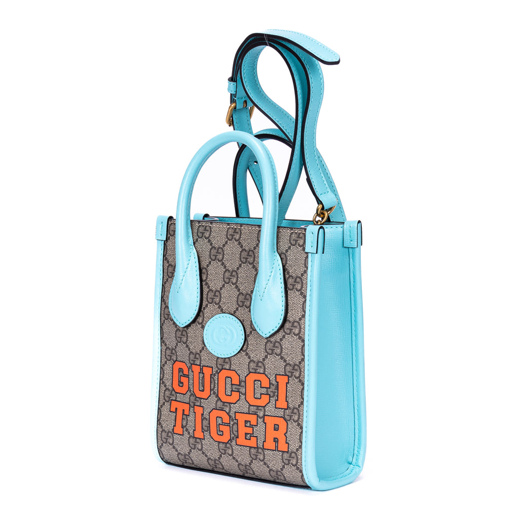 Handbag Tiger Tote Mini Beige Supreme Coated Canvas