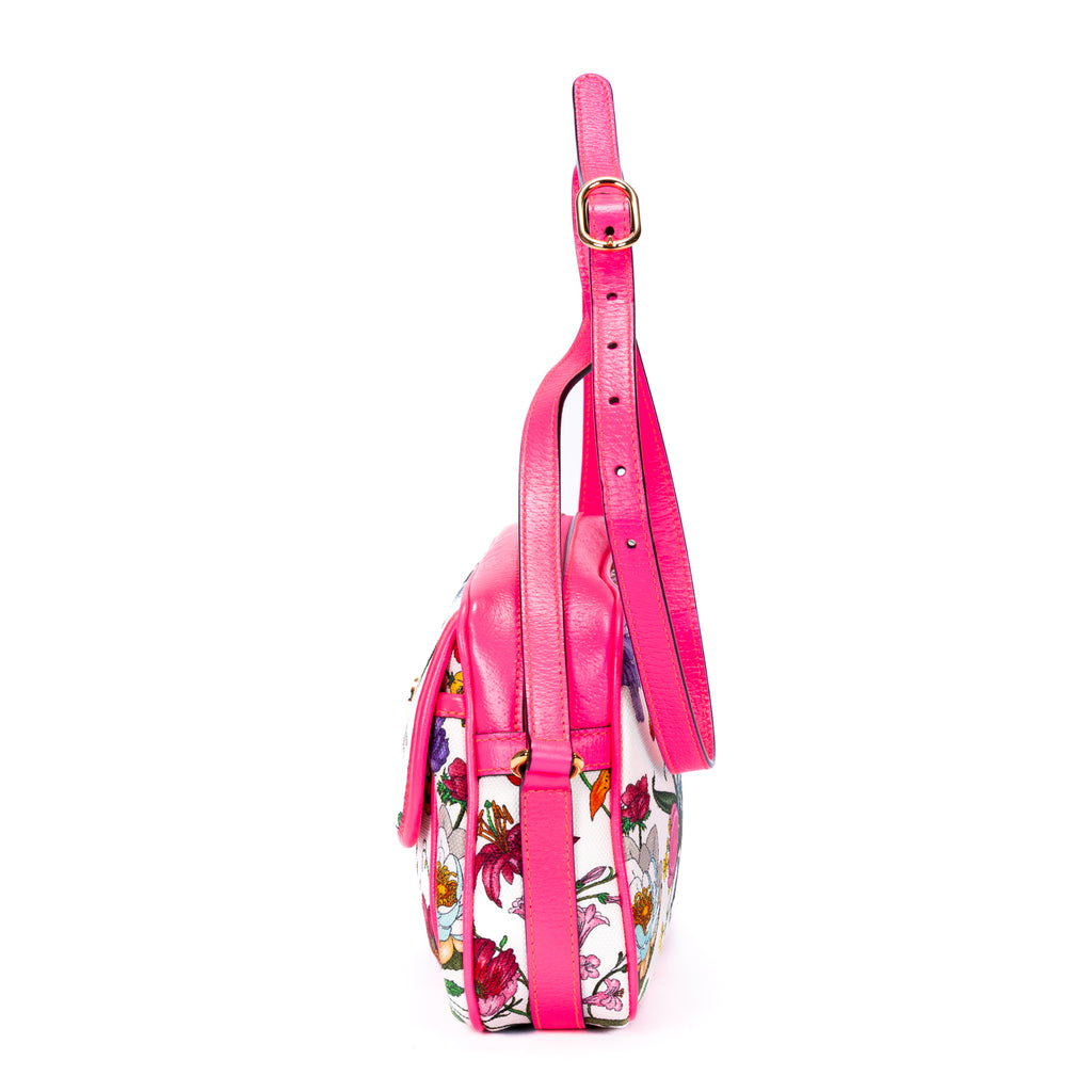 Shoulder Bag Multicolor Flora Camera Crossbody Pink Flora Printed Canvas