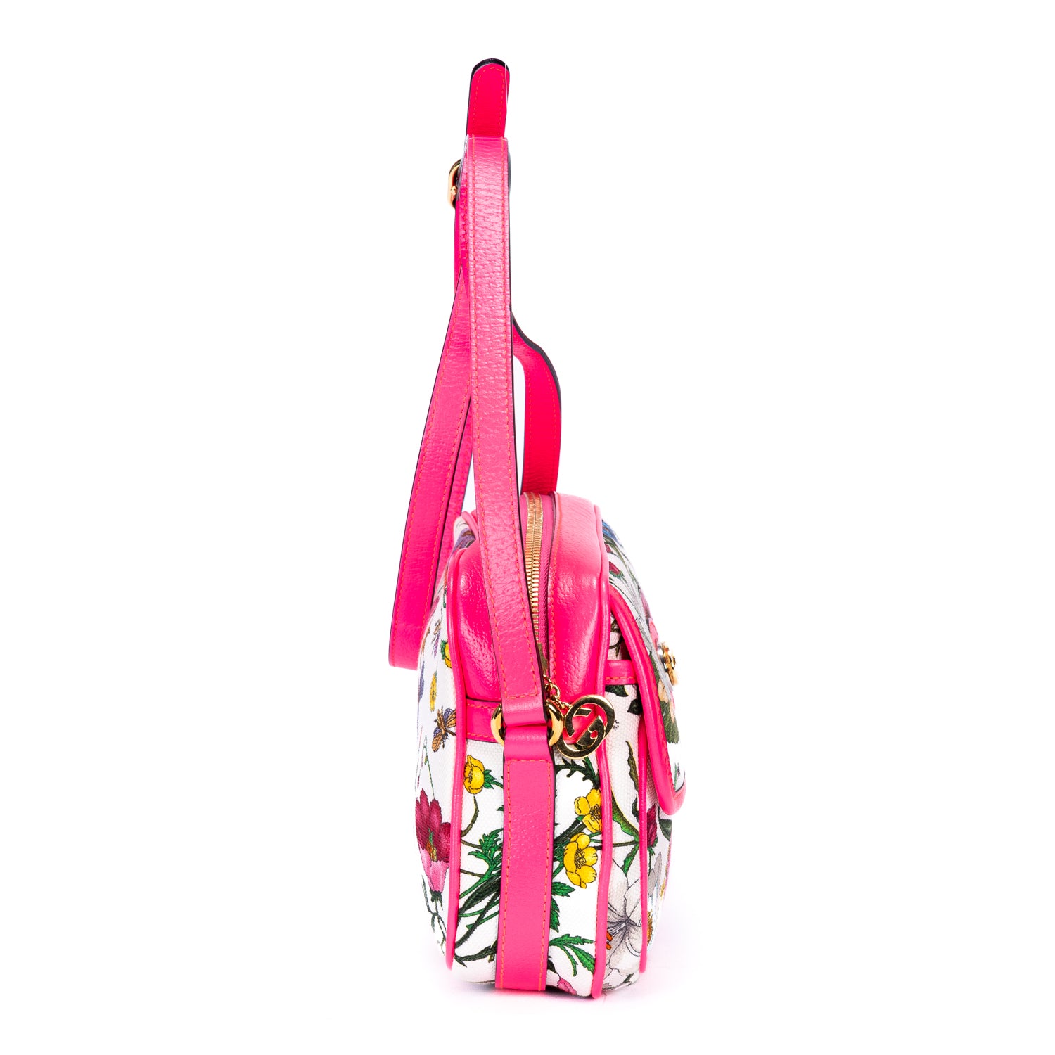 Shoulder Bag Multicolor Flora Camera Crossbody Pink Flora Printed Canvas