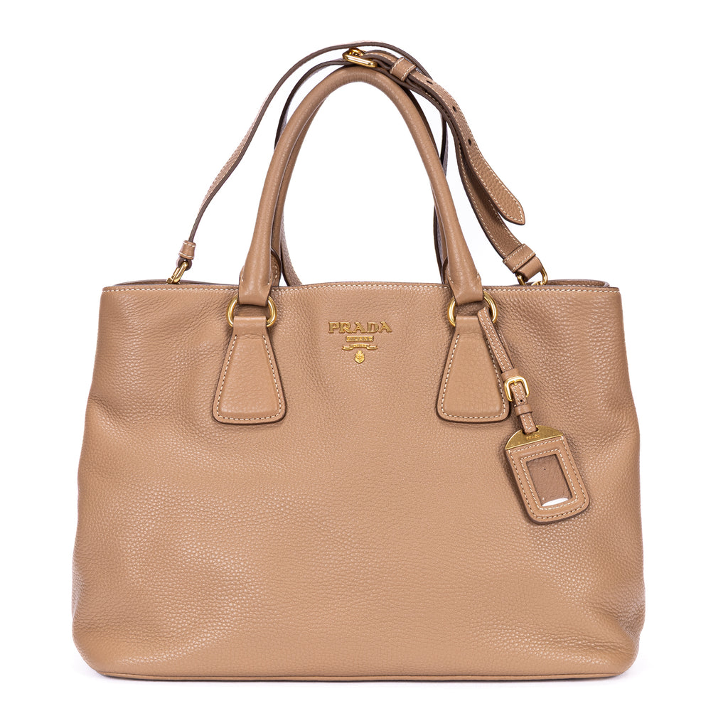 Handbag Open Convertible Tote Beige Vitello Daino Leather