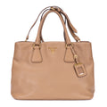 Handbag Open Convertible Tote Beige Vitello Daino Leather