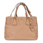 Handbag Open Convertible Tote Beige Vitello Daino Leather
