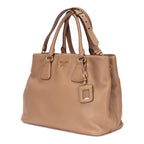 Handbag Open Convertible Tote Beige Vitello Daino Leather
