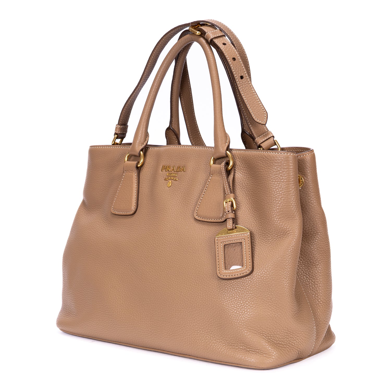 Handbag Open Convertible Tote Beige Vitello Daino Leather