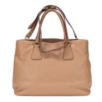 Handbag Open Convertible Tote Beige Vitello Daino Leather