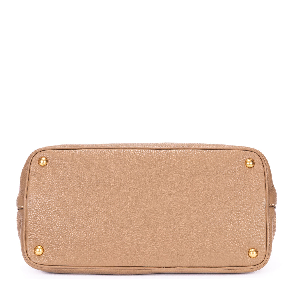 Handbag Open Convertible Tote Beige Vitello Daino Leather