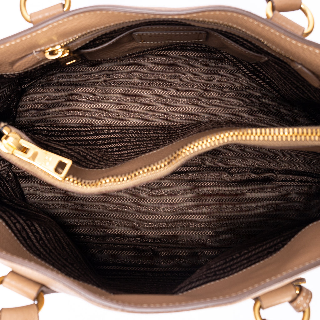 Handbag Open Convertible Tote Beige Vitello Daino Leather