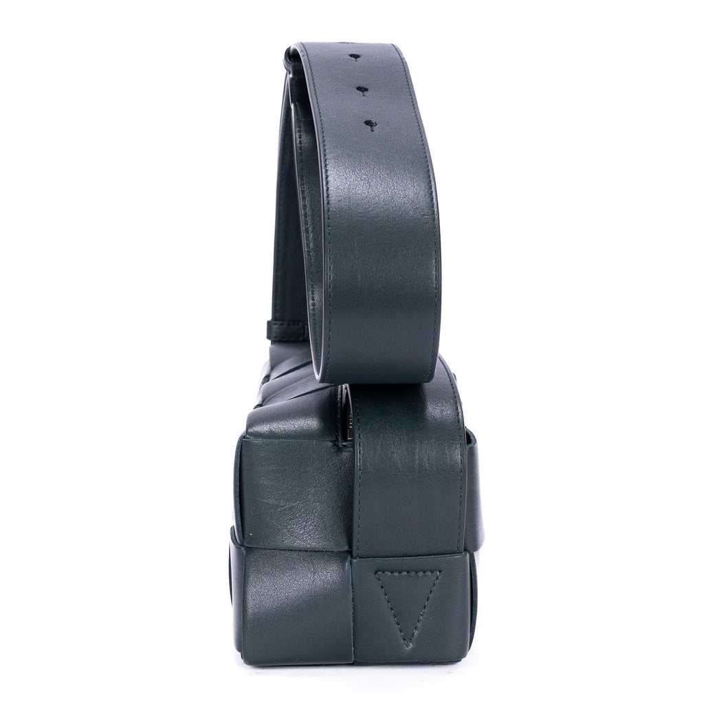 Shoulder Bag Brick Cassette Small Black Intrecciato Leather