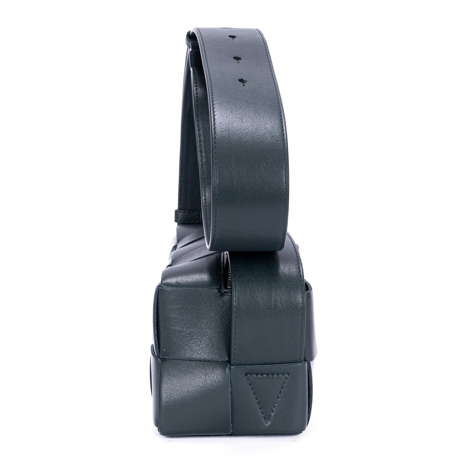 Shoulder Bag Brick Cassette Small Black Intrecciato Leather