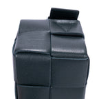 Shoulder Bag Brick Cassette Small Black Intrecciato Leather