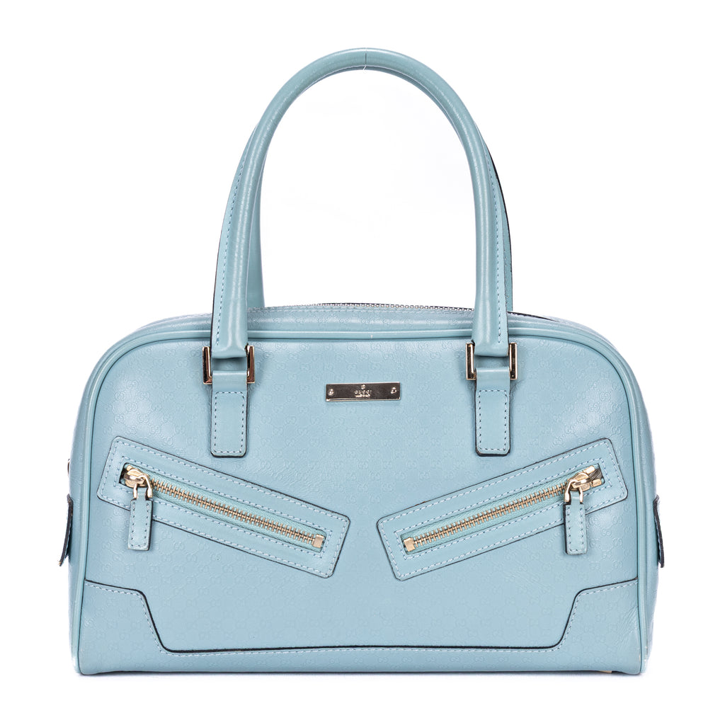 Handbag Capri Bowler Tote Mini Blue Micro-Guccissima Leather