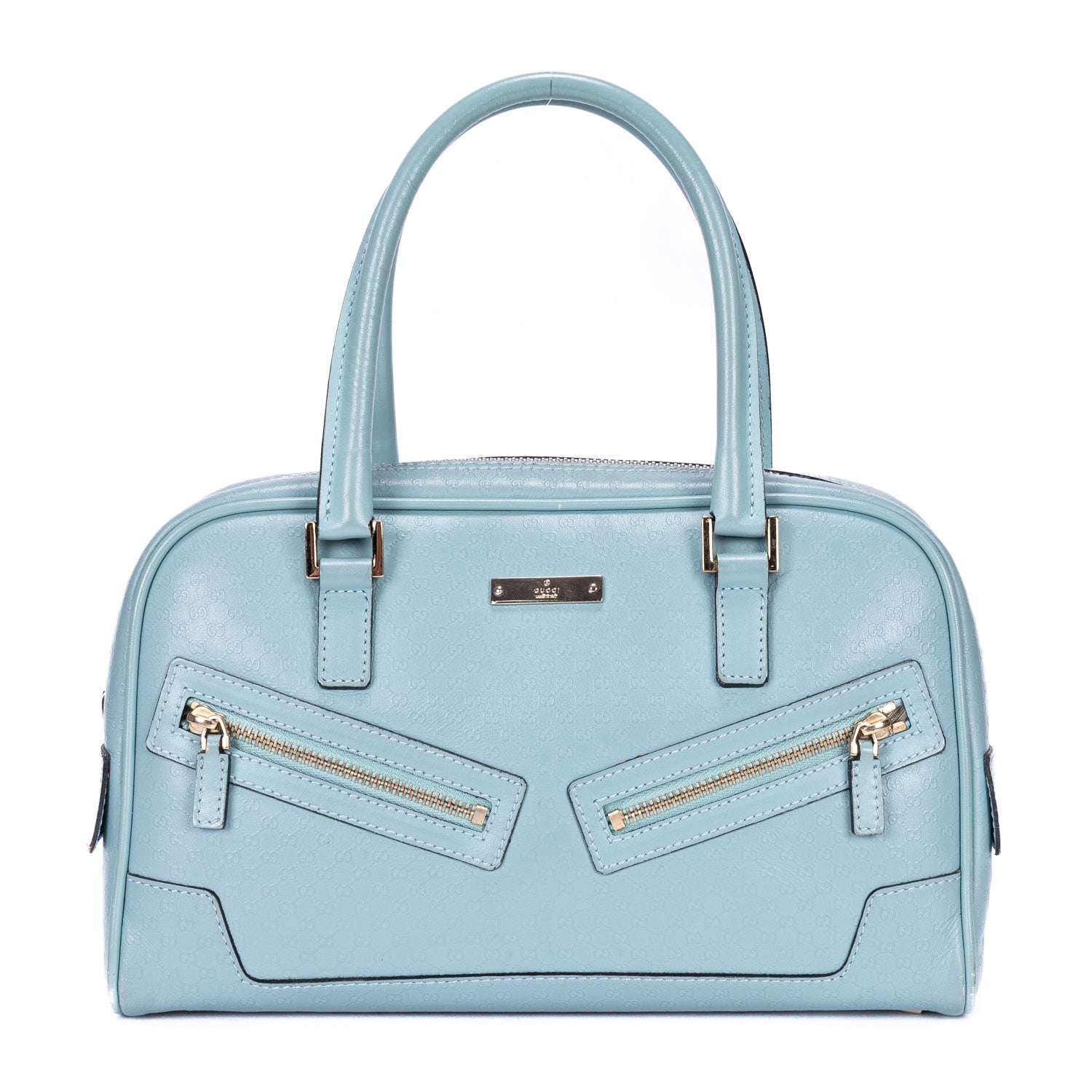 Handbag Capri Bowler Tote Mini Blue Micro-Guccissima Leather