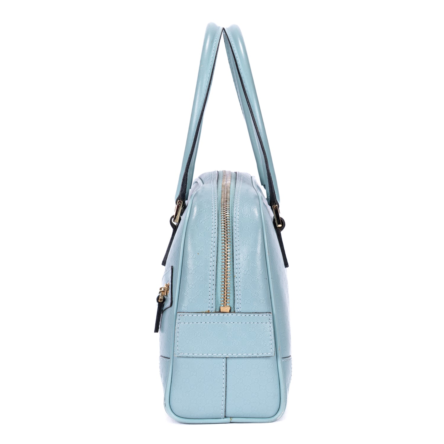Handbag Capri Bowler Tote Mini Blue Micro-Guccissima Leather
