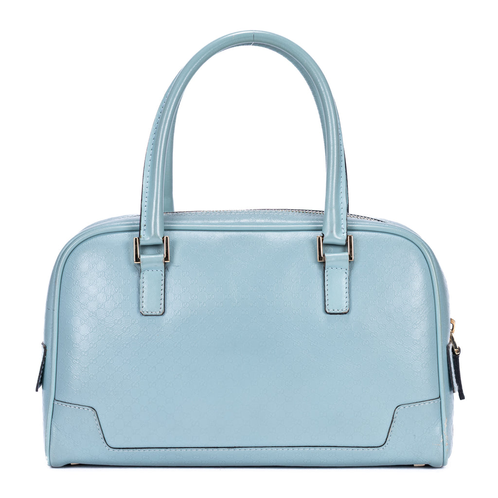 Handbag Capri Bowler Tote Mini Blue Micro-Guccissima Leather
