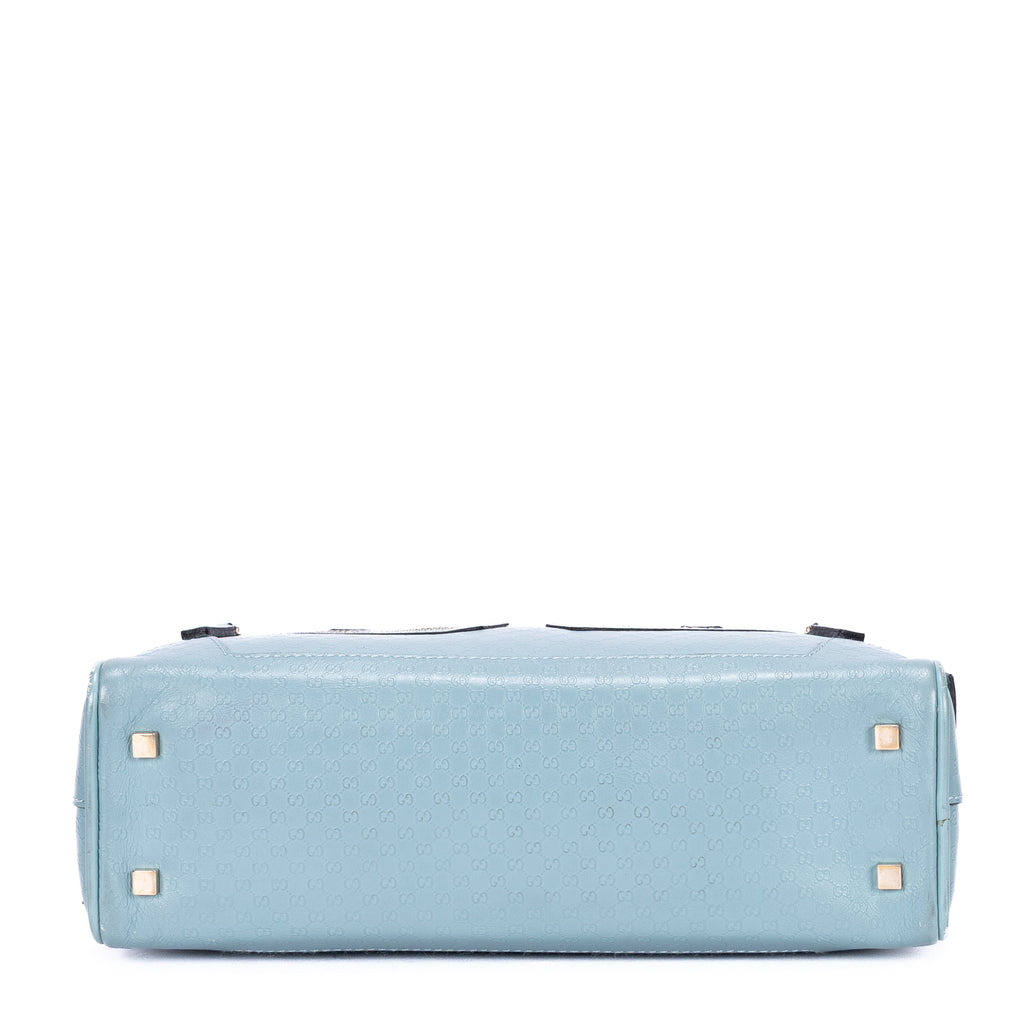 Handbag Capri Bowler Tote Mini Blue Micro-Guccissima Leather
