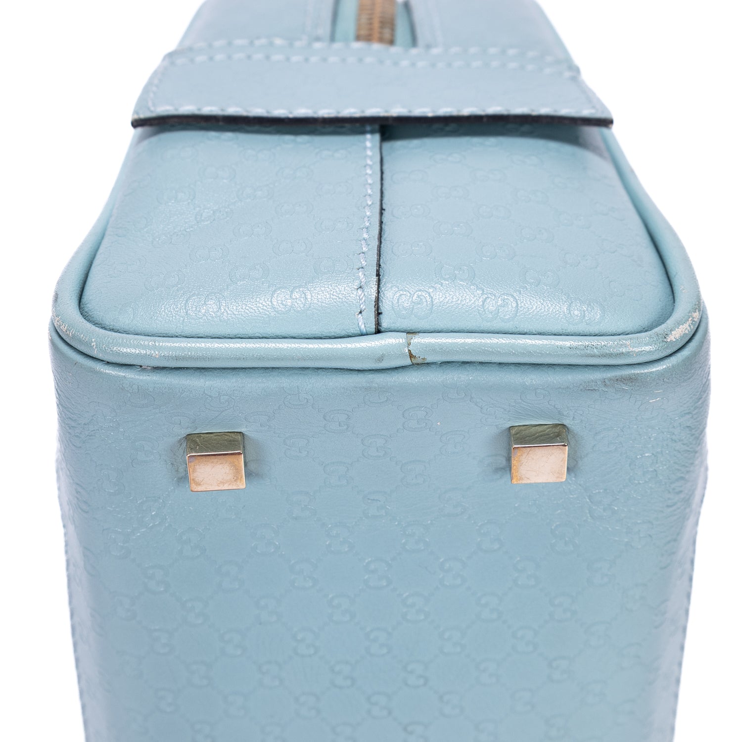 Handbag Capri Bowler Tote Mini Blue Micro-Guccissima Leather