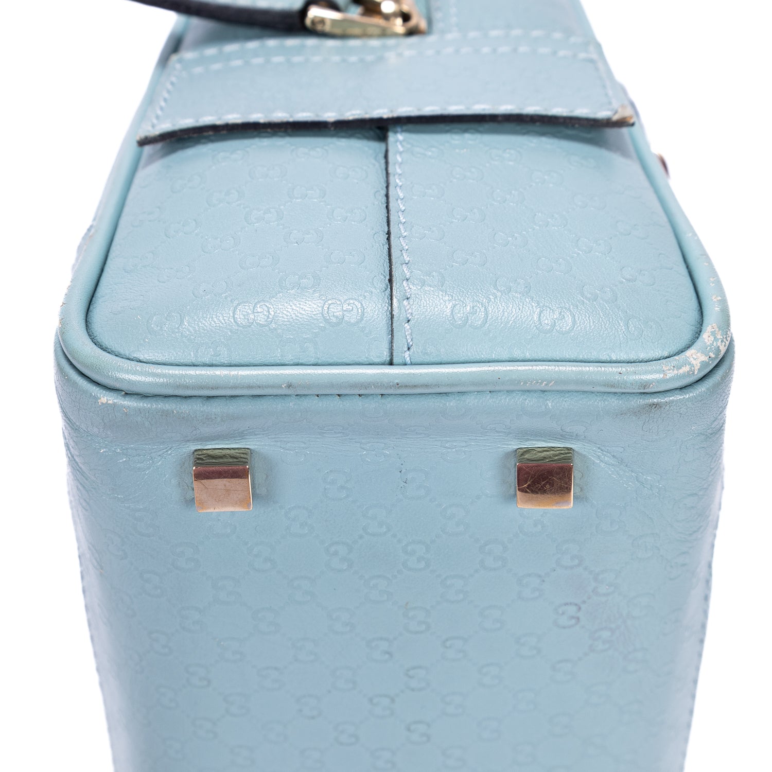 Handbag Capri Bowler Tote Mini Blue Micro-Guccissima Leather