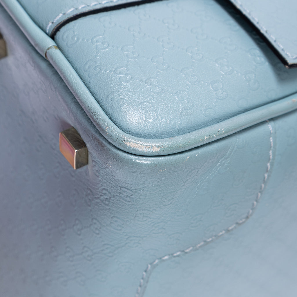 Handbag Capri Bowler Tote Mini Blue Micro-Guccissima Leather