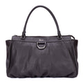 Shoulder Bag D-Ring Abbey Zip Tote Large Dark Brown Calfskin Grained Leather