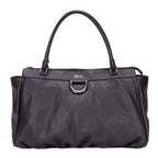 Shoulder Bag D-Ring Abbey Zip Tote Large Dark Brown Calfskin Grained Leather