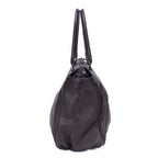 Shoulder Bag D-Ring Abbey Zip Tote Large Dark Brown Calfskin Grained Leather
