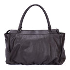 Shoulder Bag D-Ring Abbey Zip Tote Large Dark Brown Calfskin Grained Leather