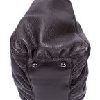 Shoulder Bag D-Ring Abbey Zip Tote Large Dark Brown Calfskin Grained Leather