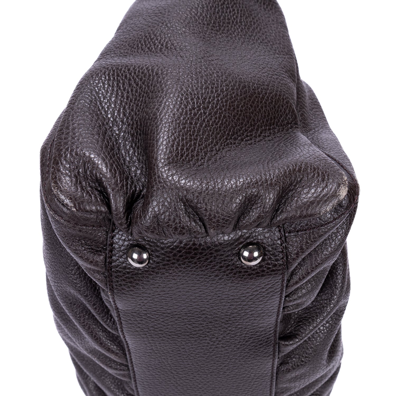 Shoulder Bag D-Ring Abbey Zip Tote Large Dark Brown Calfskin Grained Leather