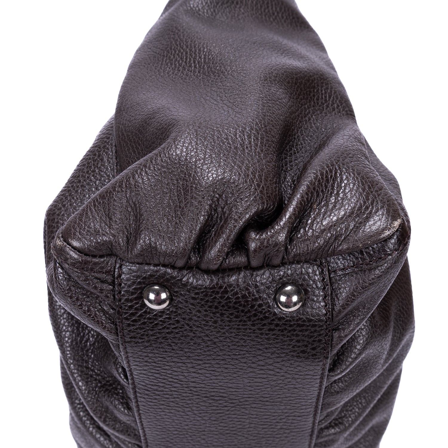 Shoulder Bag D-Ring Abbey Zip Tote Large Dark Brown Calfskin Grained Leather