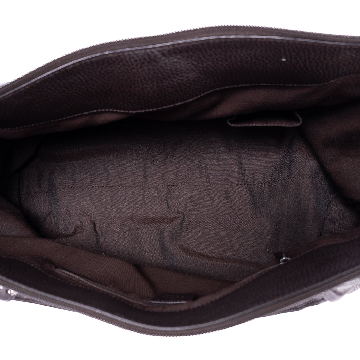 Shoulder Bag D-Ring Abbey Zip Tote Large Dark Brown Calfskin Grained Leather