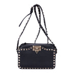Shoulder Bag Rockstud Studded Camera Crossbody Black Studded Calfskin Leather
