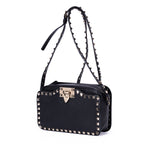 Shoulder Bag Rockstud Studded Camera Crossbody Black Studded Calfskin Leather