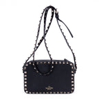 Shoulder Bag Rockstud Studded Camera Crossbody Black Studded Calfskin Leather