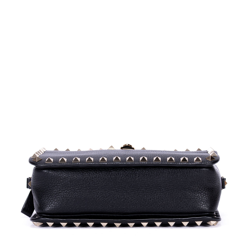 Shoulder Bag Rockstud Studded Camera Crossbody Black Studded Calfskin Leather
