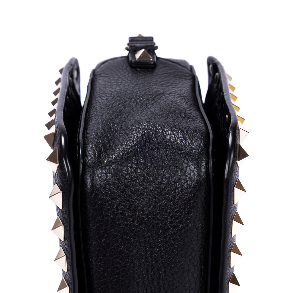 Shoulder Bag Rockstud Studded Camera Crossbody Black Studded Calfskin Leather