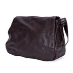 Shoulder Bag Men's Flap Messenger Black Calfskin Leather