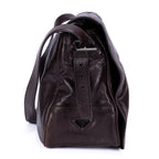 Shoulder Bag Men's Flap Messenger Black Calfskin Leather